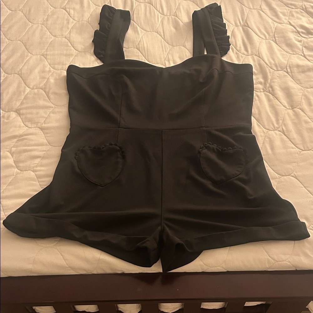 Collectif Clothing Black Ruffled Strap Romper